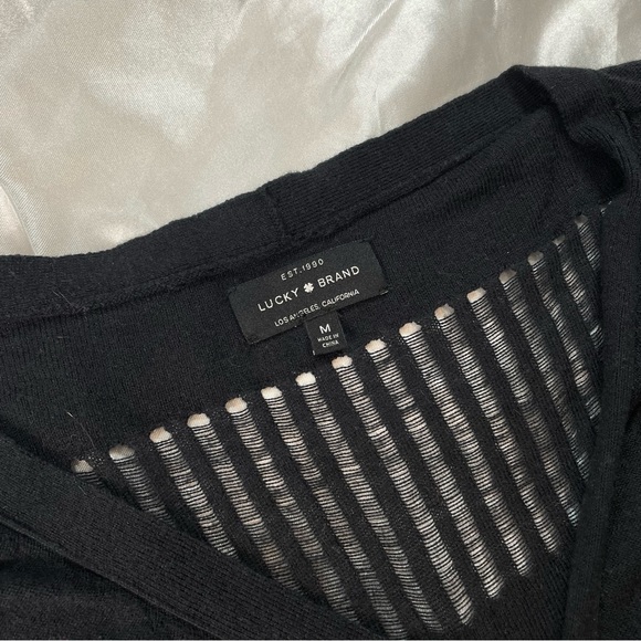 Drop shoulder soft knitted / distressed cardigan in black - Picture 6 of 9